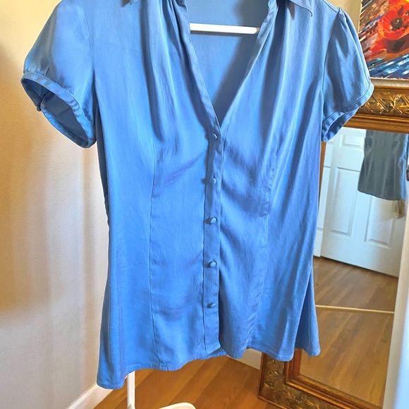 True Blue Silk Blouse - Picture 3 of 3